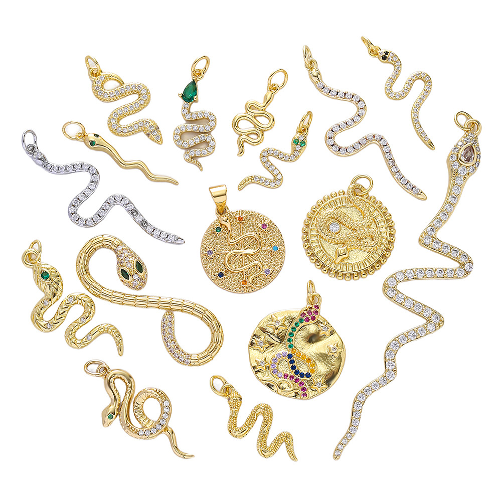 European and American Cross-Border Hot-Selling Jewelry Hip-Hop Fashion Snake-Shaped Necklace Female Ins Popular Stylish DIY Accessories Pendant Single Pendant