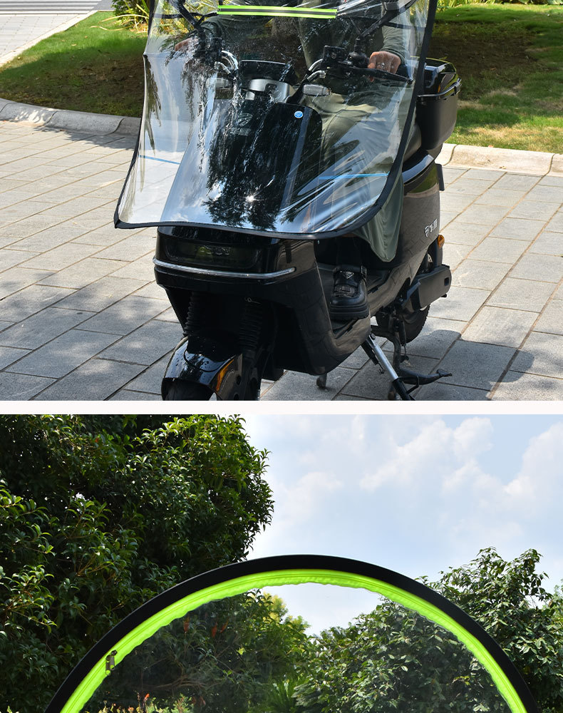 Zippered Electric Motorcycle Windscreen, Transparent Cold-Proof, Rain-Proof, Windproof Cover, Widened and Thickened Rain Shield for Electric Scooters