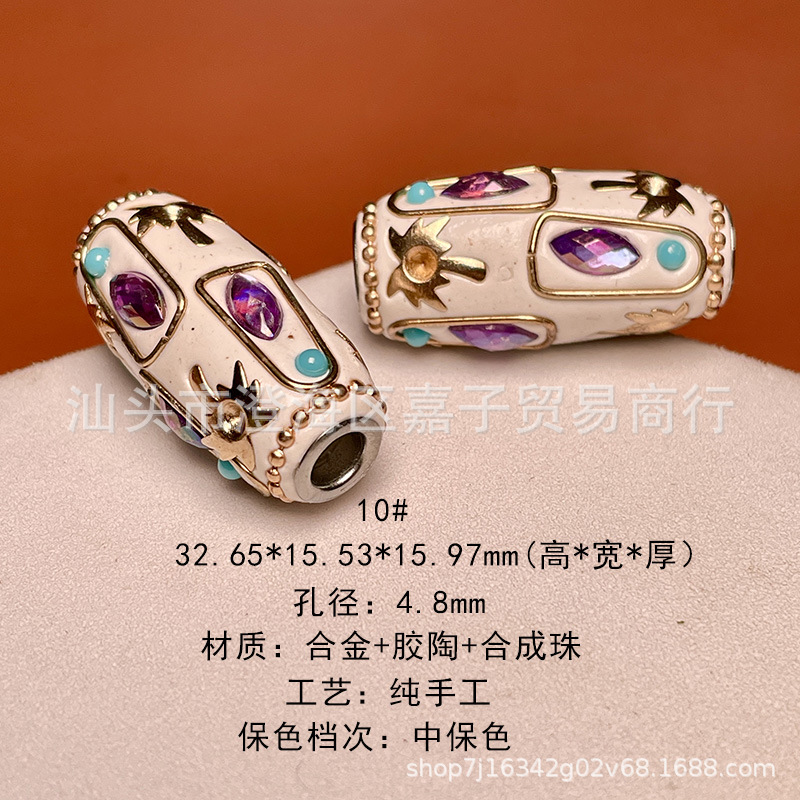 Nepal inlaid series handmade barrel beads diy accessories handmade loose beads spacer beads Buddha necklace accessories