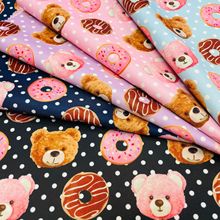 卡通爆款小熊糖果面料伊丽莎白圈数码印花面料防水背包化妆包面料
