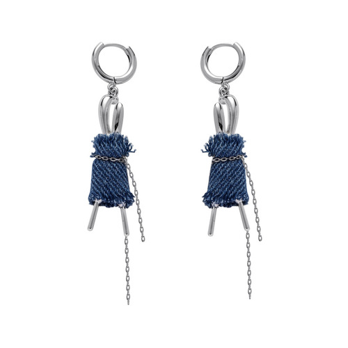 Original denim fabric series wholesale high-end niche design earring pendants with temperament tassel earrings for women