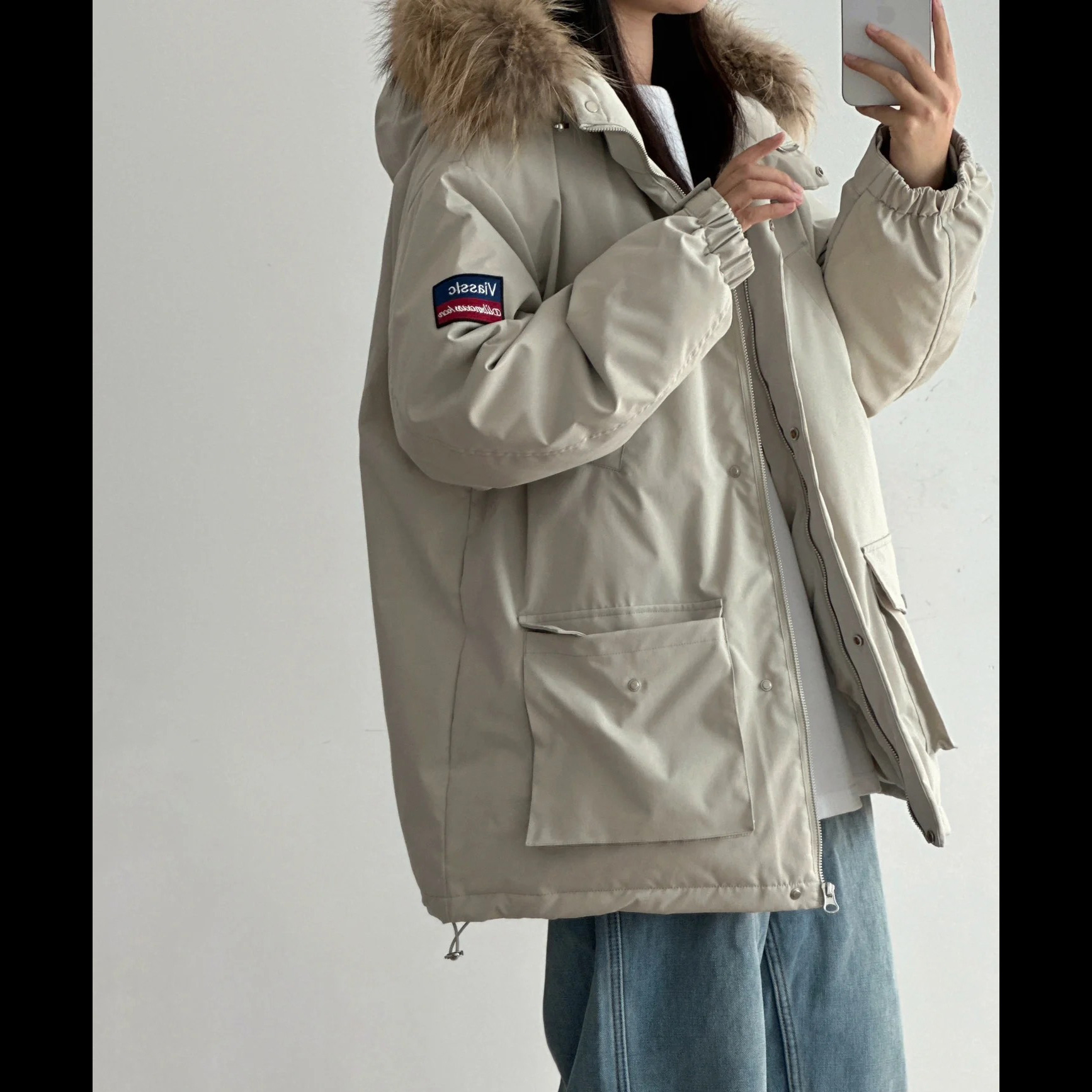 Capa de plumón para mujeres 2025 invierno ropa de cuello de cabello gruesa para mantener caliente parejas de hombres y mujeres con la misma chaqueta de parker