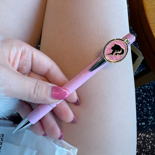 New Pink Barbie Student Ballpoint Pen South Korea Internet Red Same Style Press Gel Pen Writing Sign Pen High Color Value