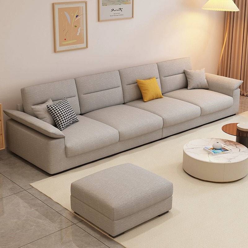 Sofá de tela estilo nórdico para apartamentos pequeños, combinación de chaise longue de tela tecnológica de alta gama para casas de alquiler.