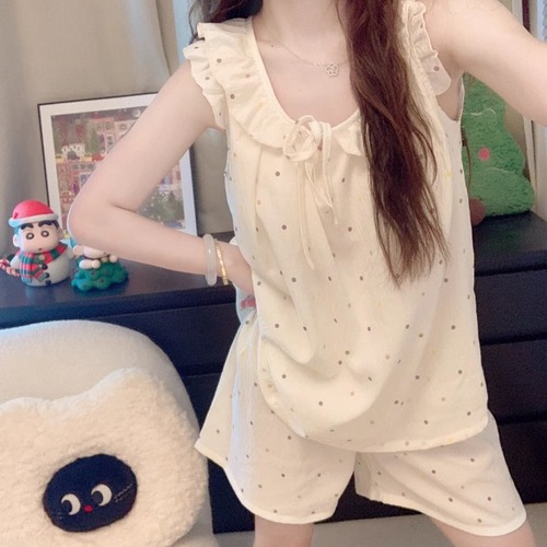 Sweet Polka Dot Tank Top Shorts Pajamas Women's Set Summer 2025 New Style One-Piece Home Wear Two-Piece Set