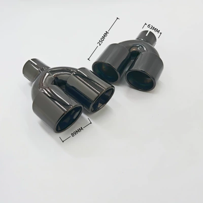Exhaust pipe, stainless steel H-type internal and - 02-52003h89mm-rolled-edge-titanium-black