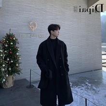 的派毛呢大衣男中长款秋冬英伦风衣过膝加厚风衣外套高级感男装