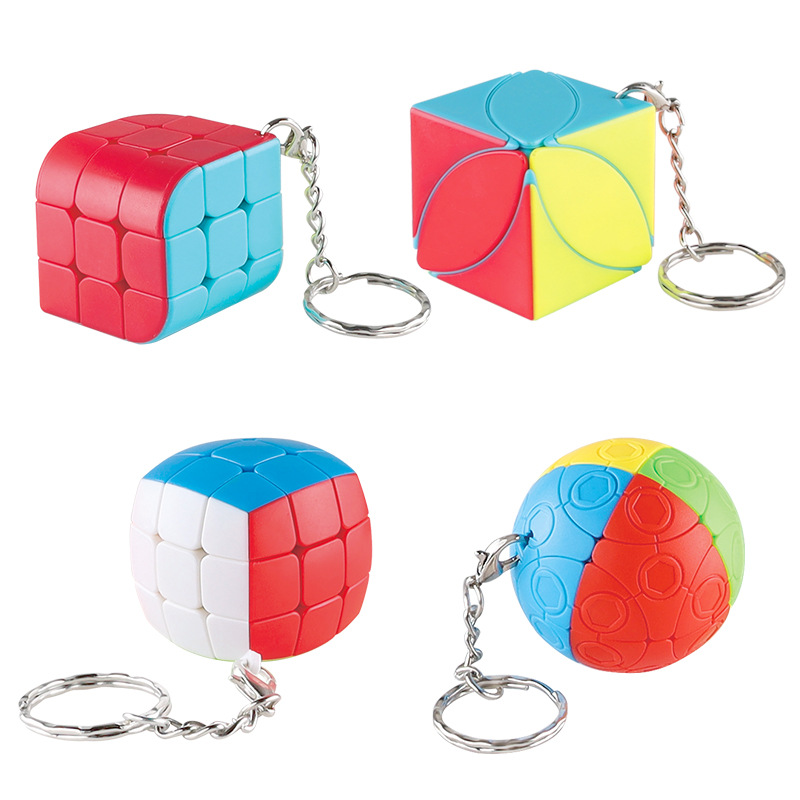Panxin mini Cubo de Rubik de tercer orden esférico de tres lados en forma de cubo de Rubik juguete 3,5 cm llavero de cubo de Rubik 4 modelos traje