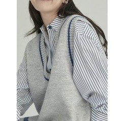 饭馆 学院女孩清冷文艺复古长羊毛混纺针织马甲通勤叠穿背心