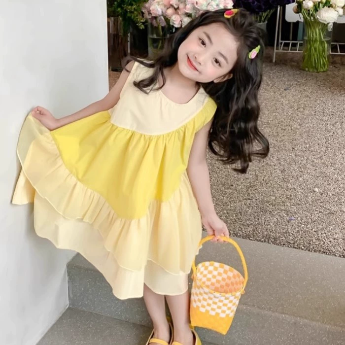 Платье для девочек 2024 новый стиль детская одежда шифоновая юбка летнее платье для детей летнее платье для девочек