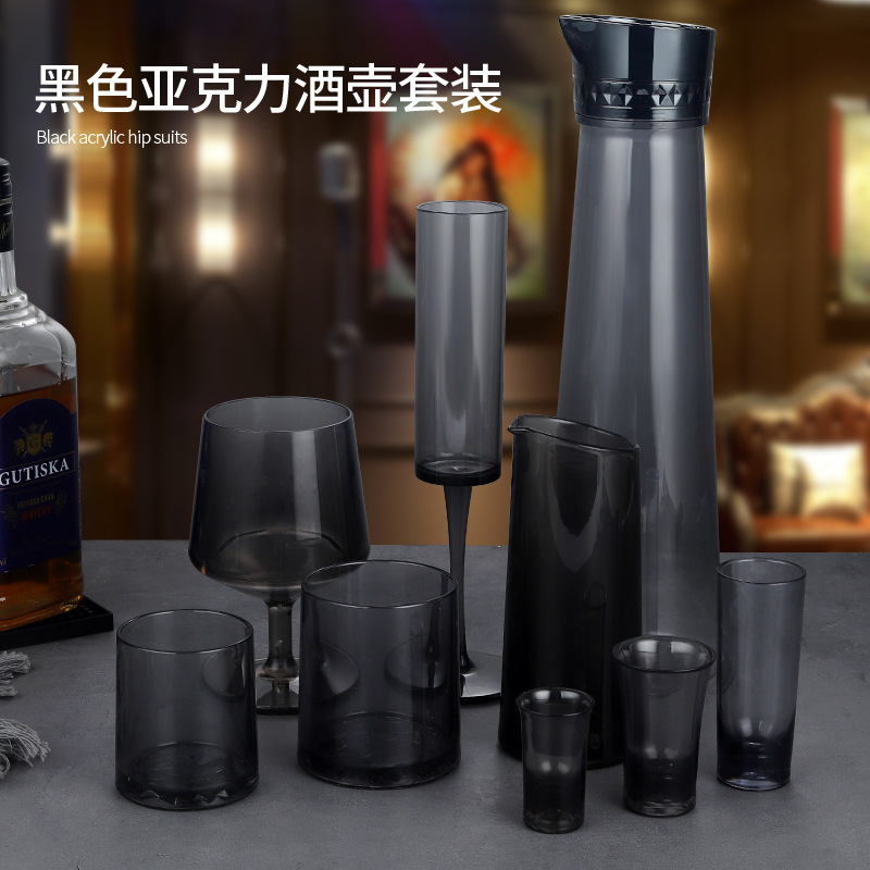 Juego de olla de braza de acrílico Bar Copa de champán de patas altas de plástico PC Copa de whisky Copa de vino tinto Copa de balas Copa salvaje
