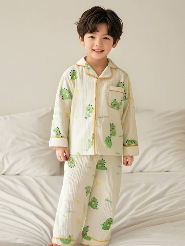 子供用パジャマ、クラスA純綿空調服、男の子と女の子の四季長袖ズボン、綿ガーゼスーツ、ベビーホーム服|undefined