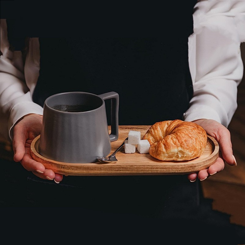 Tabla de cortar de madera hogar restaurante pan desayuno bandeja de café bandeja de servicio de cafetería vajilla minimalista placa de madera