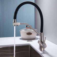 Cross-border 304 stainless steel kitchen sink faucet three-in-one cold and hot dual water faucet