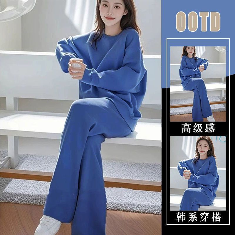 欧洲站跨境外贸高级感衣服女套装穿搭早秋休闲卫衣直筒长裤两件套|undefined