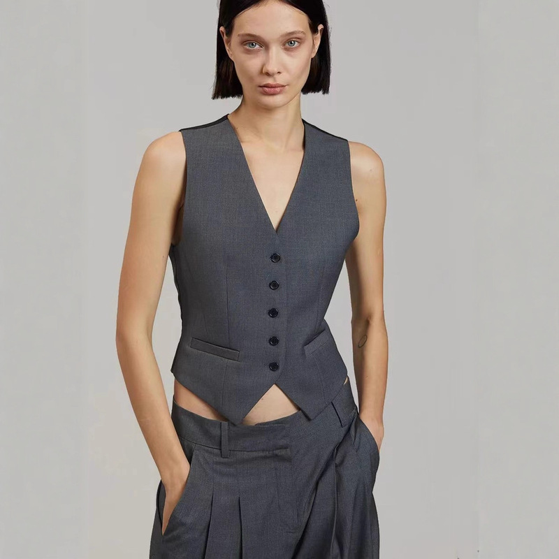 ART Frankie shop New Wool Blended Unisex Workplace Age-reducing V-neck Suit Vest