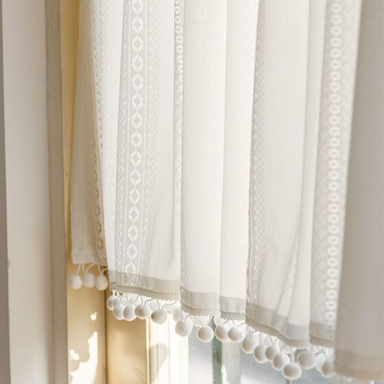 Cross-border Amazon French Short Curtain Curtain Nordic Western Europe Home ins Style Semi-shading Roman Curtain Finished Curtain