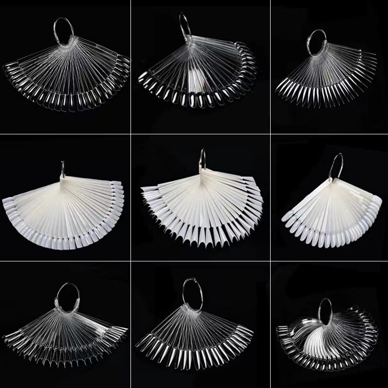 Nail Art Placa de color 50 piezas Tarjeta de color en forma de abanico arte de uñas multi-estilo esmalte de uñas pantalla color placa práctica tarjeta de color en stock