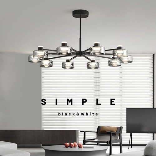 Italian minimalist all-copper living room chandelier Nordic creative glass atmospheric designer home modern bedroom lighting fixtures