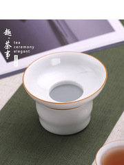 444Z批發茶漏茶濾白瓷網紗茶隔漏斗功夫茶陶瓷泡茶濾茶器細網茶具
