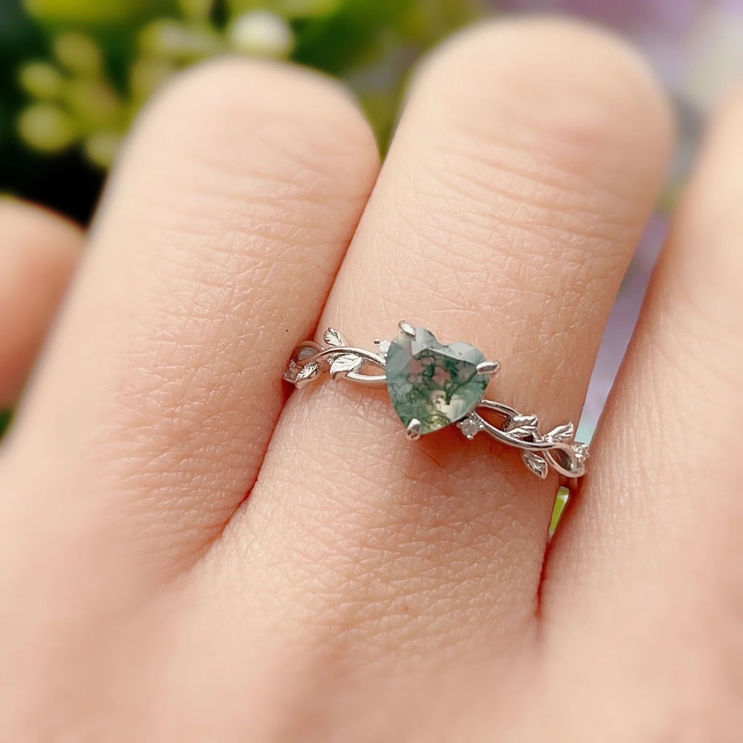1 Piece Quantity 925 Sterling Silver Leaves Heart Shape Rings