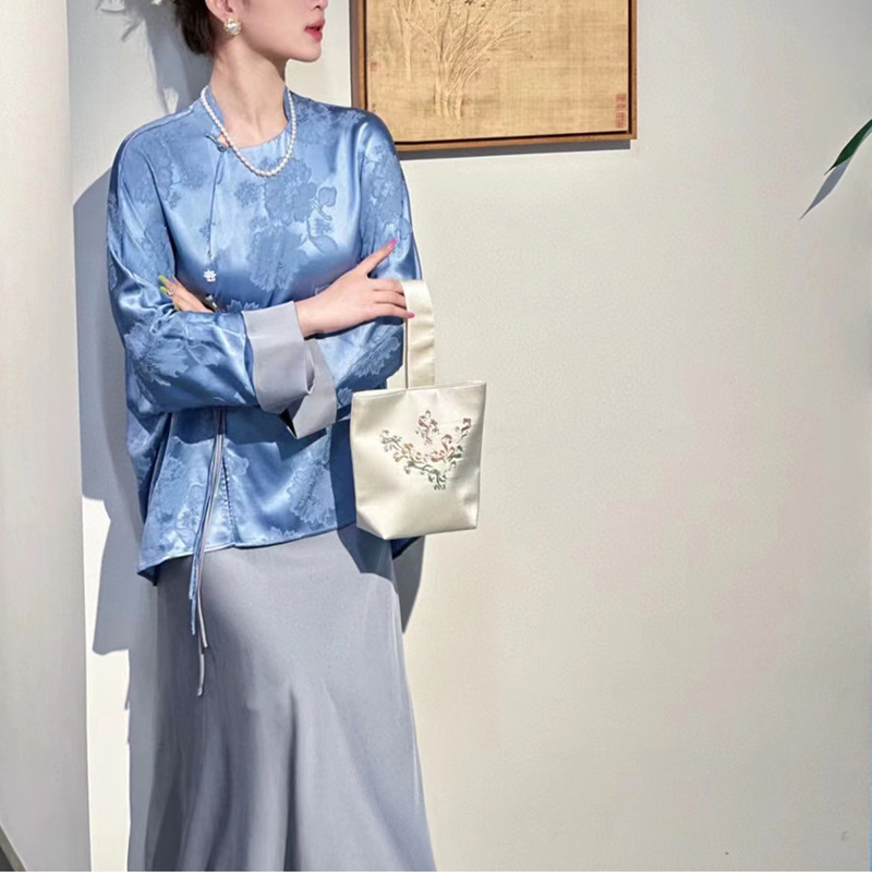 No Refunds, Only Exchange for the Same Style! New Chinese-Style Silk Floral Shirt, Loose Fit, Slimming Women's Top