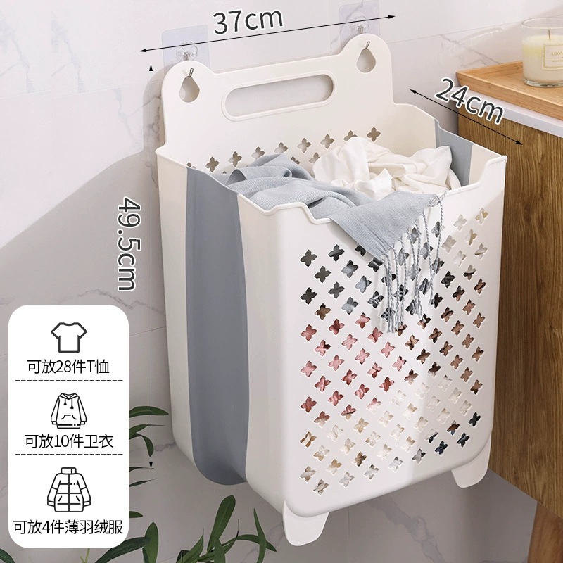 Foldable Laundry Basket — Wall-Mount Storage Basket for Bath, Collapsible Ventilated Design