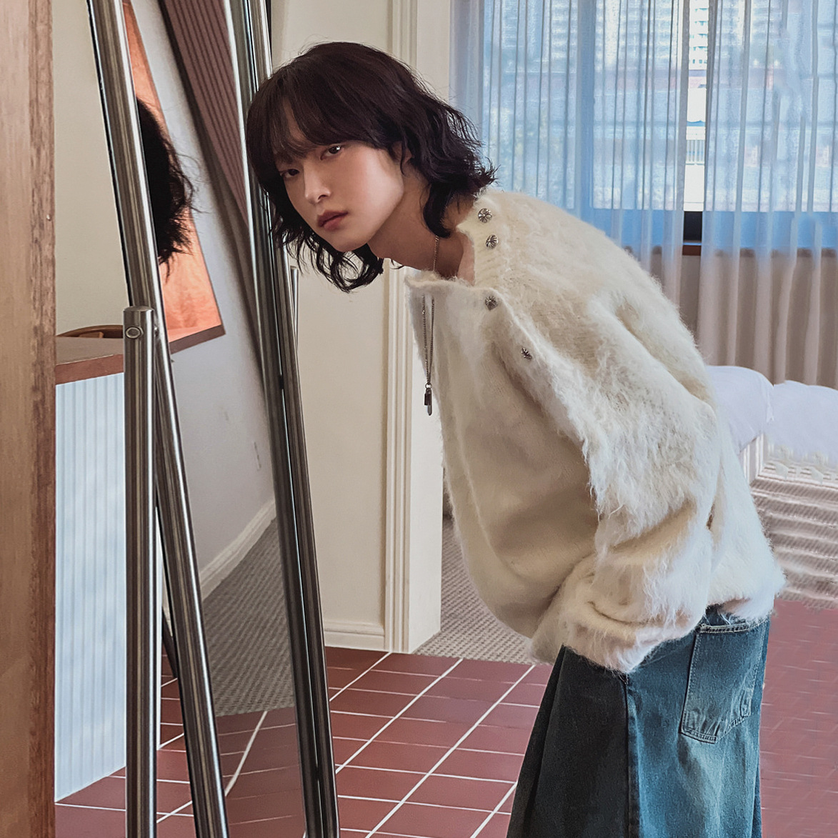 Myq Design Soft Pullover Knitwear Men's Winter Loose Warm Knitwear Korean Style Work Clothing Lazy Wear