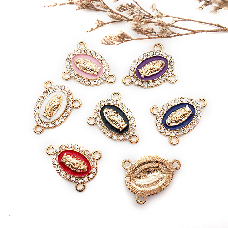 1 Piece Simple Style Human Oval Alloy Enamel Plating Inlay Connector Jewelry Accessories display picture 18