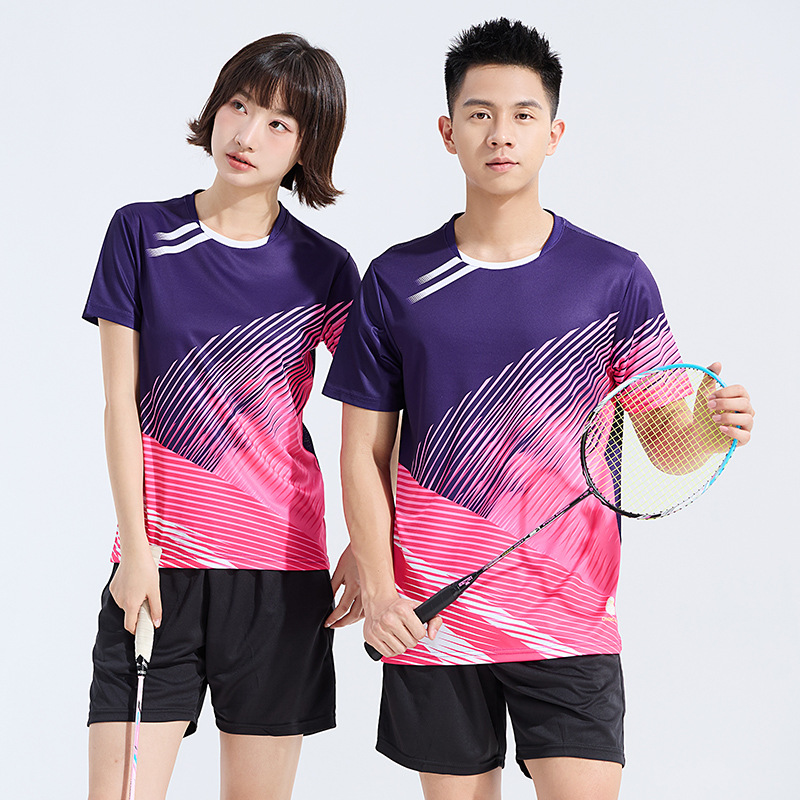 2025 New Badminton Clothing Women's Sports Suit Summer Quick-Drying Men's Training Competition Group Table Tennis Jersey