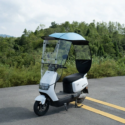 Electric Scooter Canopy Sunshade Umbrella Electric Motorcycle Sun Protection Carport New Electric Vehicle Umbrella Manufacturer Wholesale (Elektromobil üçün ön şüşə çətiri (günlük)) - 1-piece-of-20-pieces-in-mixed-colors-sky-blue