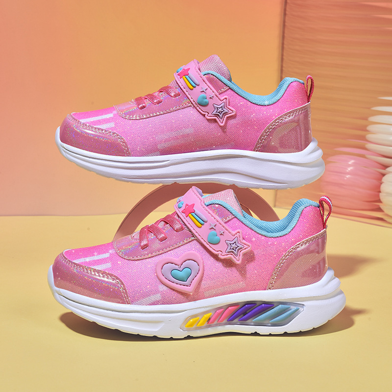 Yituo Flashing Children's Shoes Kids' Sports Shoes Four Seasons Model Girls' Buckle Casual Led Light Shoes for Young Children