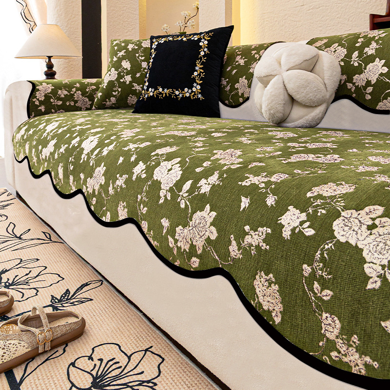 Cojín de sofá de estilo medio Cheniel Four Seasons Universal 2025 nuevo cojín de sensación premium de forma especial antideslizante paño de tela en línea recta