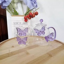 蝴蝶壶高硼硅耐热玻璃杯仙女款茶具耐高温泡茶壶创意设计花茶