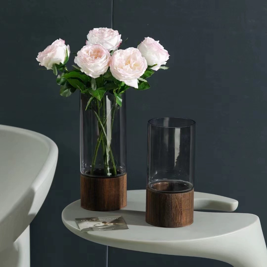 Простая серая деревянная ваза простая креативная стеклянная Цветы Роза Лилия гостиная стол Цветочная композиция украшение