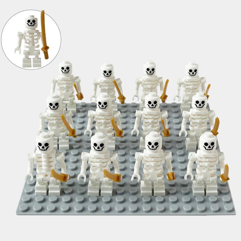Cross-Border Hot Selling Ninja Skeleton Doll Army Skeleton Soldier Building Block Doll Skeleton Soldier with Weapons Square Array Building Blocks