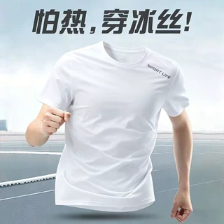 跨境批发速干短袖男夏季速干恤男薄款冰丝运动短袖透气网眼户外恤