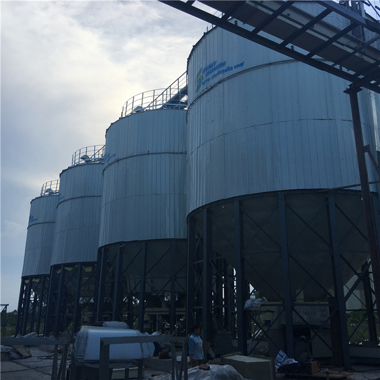 山东 250吨钢板仓 饲料厂成品料仓 散装装车 方便快捷 粮食钢板仓