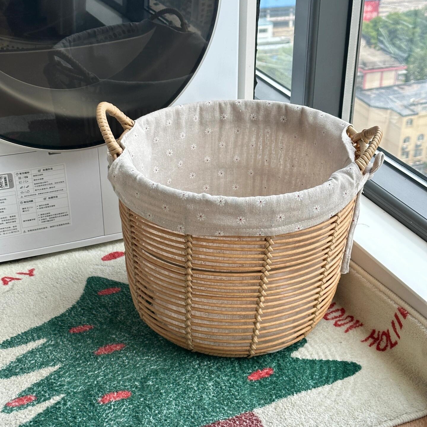 imitación de caña tejida cesta de ropa sucia baño portátil sin cubierta cesta de lavandería canasta de ropa pastílica flor triturada tela de hierba cesta de ropa sucia