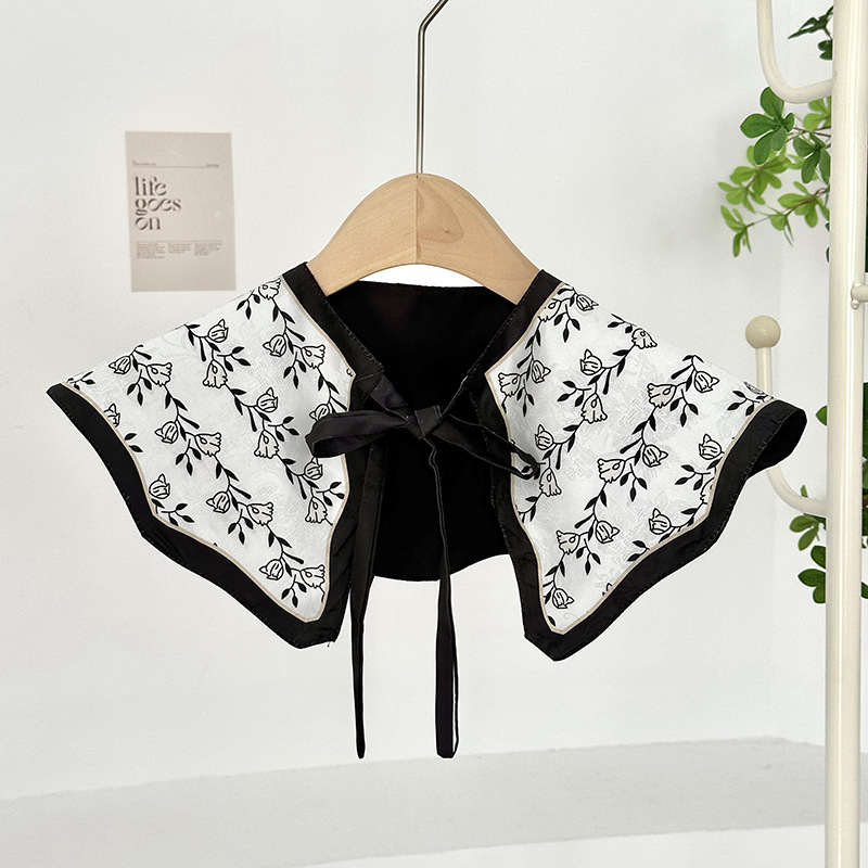 Cuello falso para niños, cuello falso de todo fósforo, cuello de hoja de loto, chal pequeño, cordones de alta calidad, chaleco pequeño de doble capa, bufanda de nube