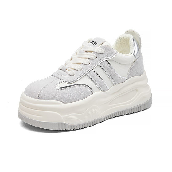 2025 Spring and Summer New Women's Casual Single-layer Shoes Thick Sole Inner Height Increase Casual Leather White Shoes Women's Shoes All-match