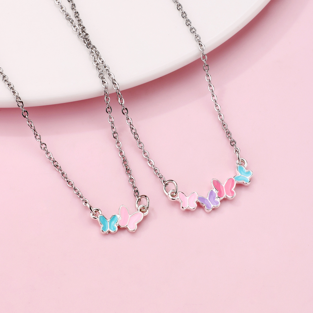 12g Weight Necklace Classification 1 Set Quantity Daily Occasion Alloy Material Butterfly Pattern Kid'S Gender Plating Design Cute, Sweet Style Cute Sweet Butterfly Alloy Plating Kid'S Necklace 8