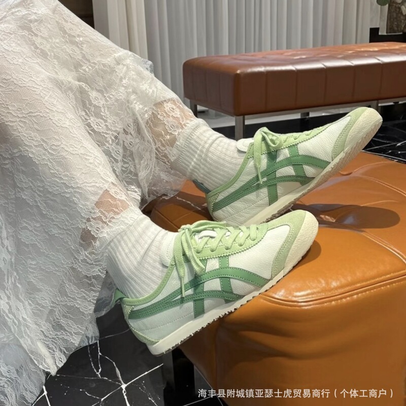 纯原鬼冢虎银色板鞋Mexico66皮面荔枝纹经典百搭复古休闲运动鞋|undefined