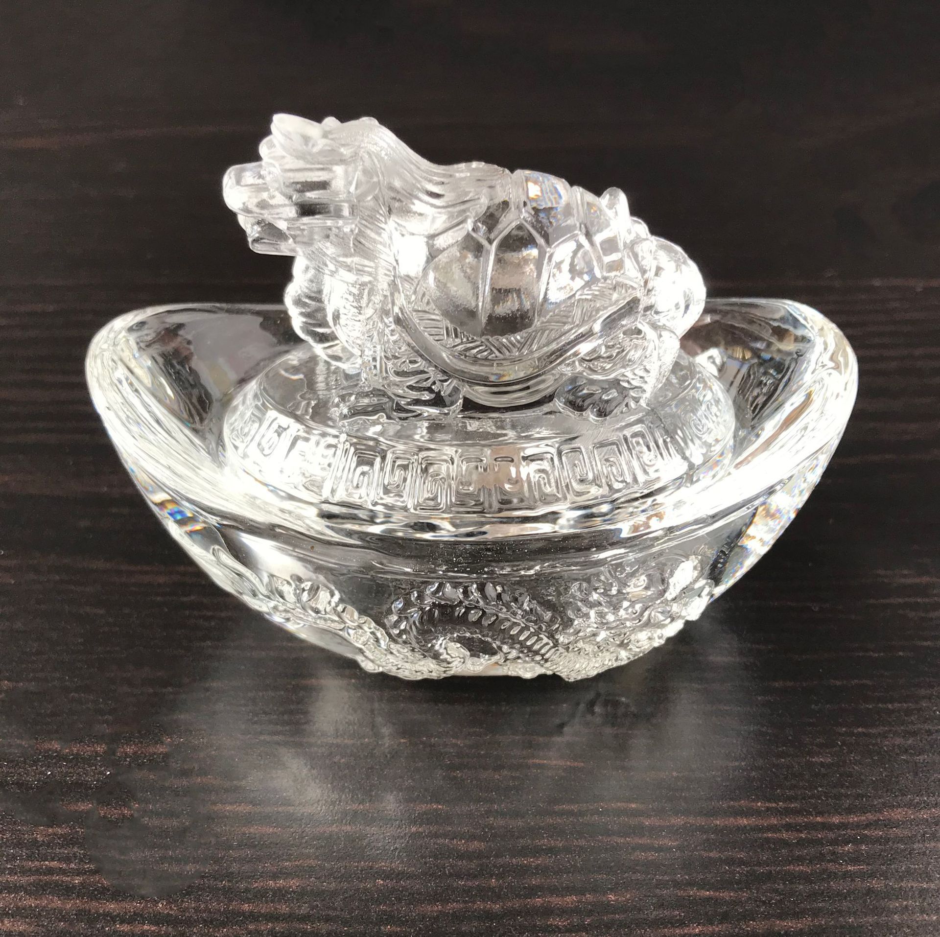 新中式客廳擺件龍龜元寶 水晶龍龜 招財進寶小擺件水晶裝飾工藝品