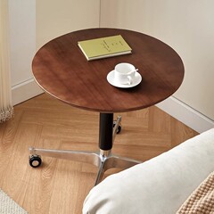 中古風昇降円卓北欧シンプル現代円形コーヒーテーブル小戸型食卓ソファー移動式テーブル