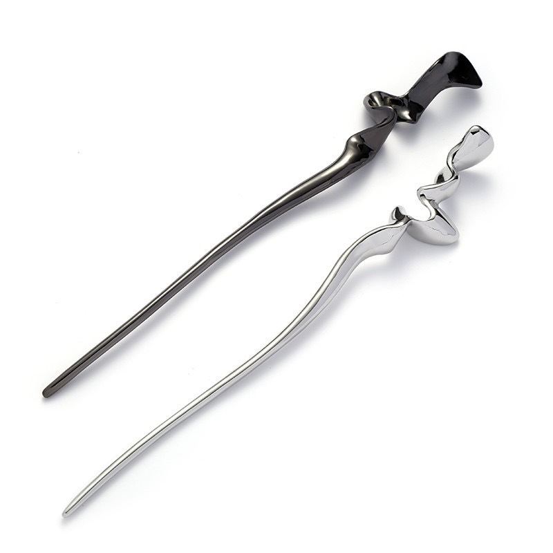 Simple Metal Hairpin Women's Modern Daily Back-of-the-Head Plate Hair Hairpin High-grade Feeling Ball Hair Hairpin Headwear Summer