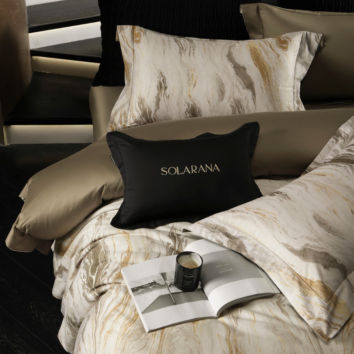 Conjunto de cama 4 peças em algodão elegante para homem_voghion.com