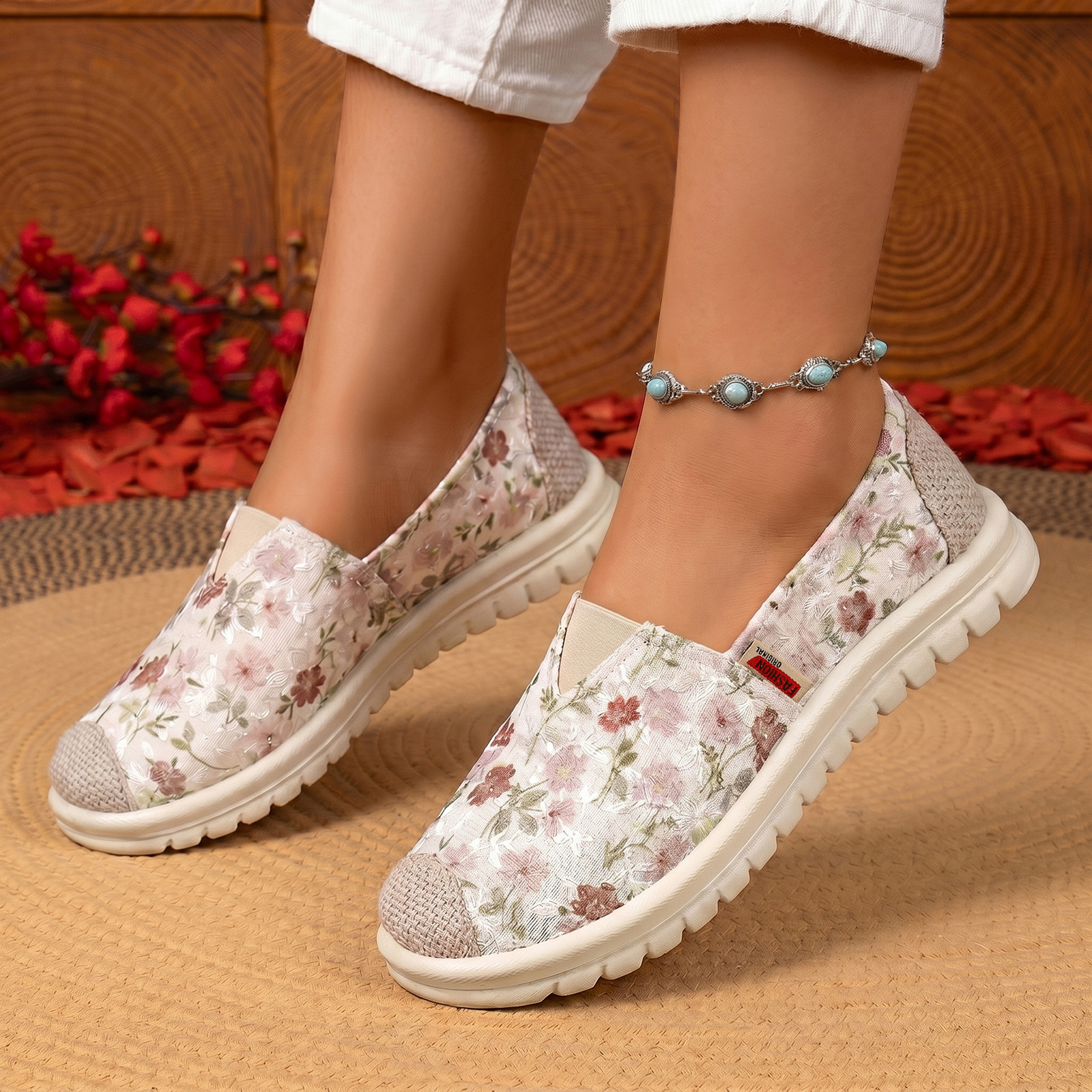 Zapatos de mujer zapatos transfronterizos de verano zapatos planos transpirables de poliuretano zapatos casuales suaves zapatos de lona de moda coreana image 4