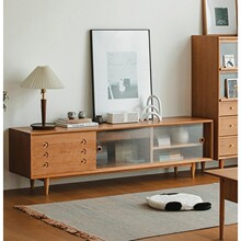 北欧实木电视柜 家用客厅收纳落地视听柜小户型简约多功能电视柜
