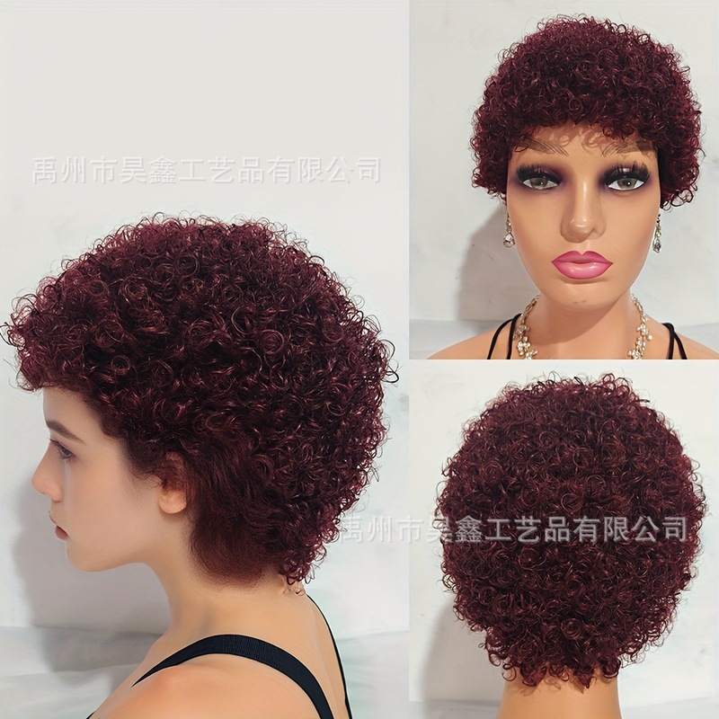 外贸非洲小卷全机制短发假发Jerry Curly Human Hair仿真黑人欧美|undefined